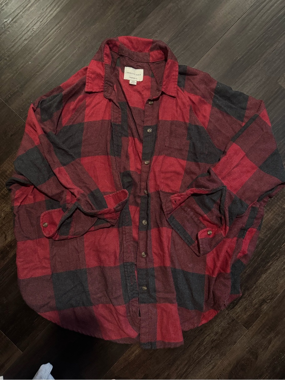Madewell Women Red & Black Plaid oversized soft flannel